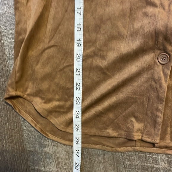 Max Studio Vicuna Brown Faux Suede Shacket Button Front size XS - Picture 14 of 14
